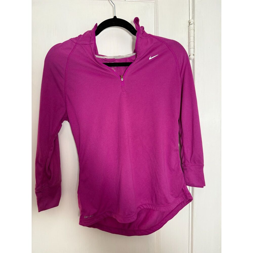 Nike Dri-Fit Running Quarter Zip Purple Hooded Shirt